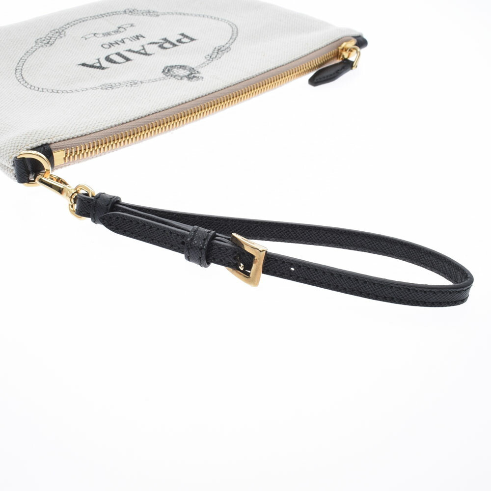 Prada Black Natural Canvas Pouch - Picture 8 of 11